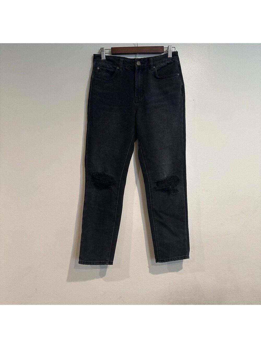 Billabong Black Boyfriend Jeans Women’s 28 Cotton Distressed Holes Dark Wash